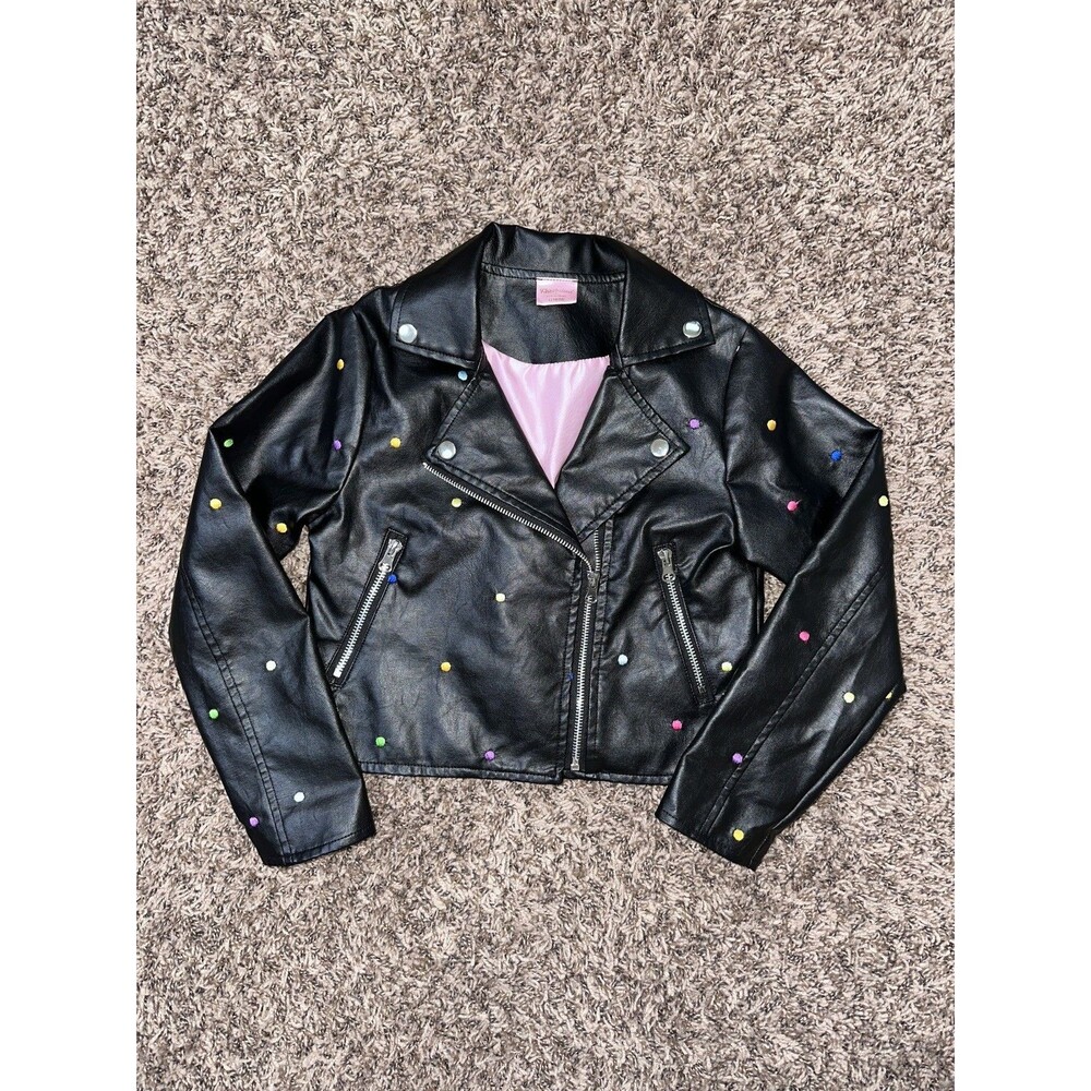 Blueberi Boulevard Faux Leather Motorcycle Jacket Embroidered L (10/12)